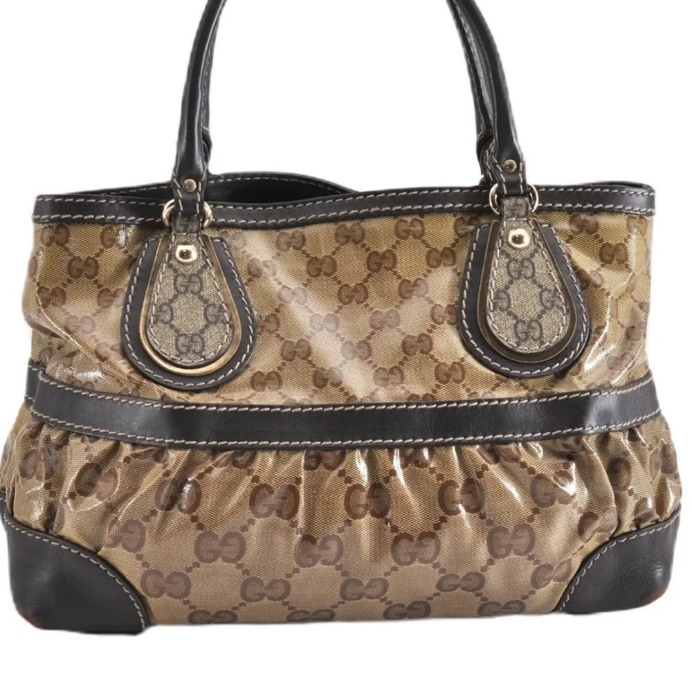 GUCCI VINTAGE GG CRYSTAL CANVAS SHOULDER BAG